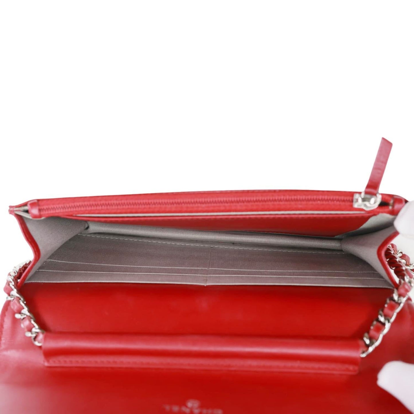 CHANEL Brilliant WOC Quilted Patent Leather Crossbody Wallet Red