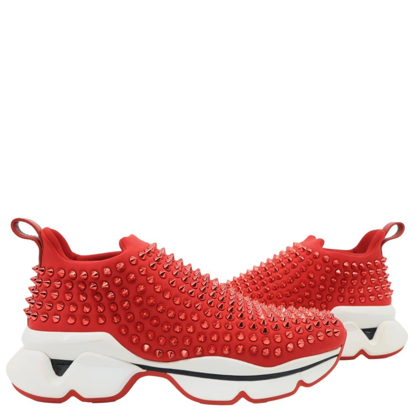 CHRISTIAN LOUBOUTIN Spike Sock Neoprene Sneakers Red