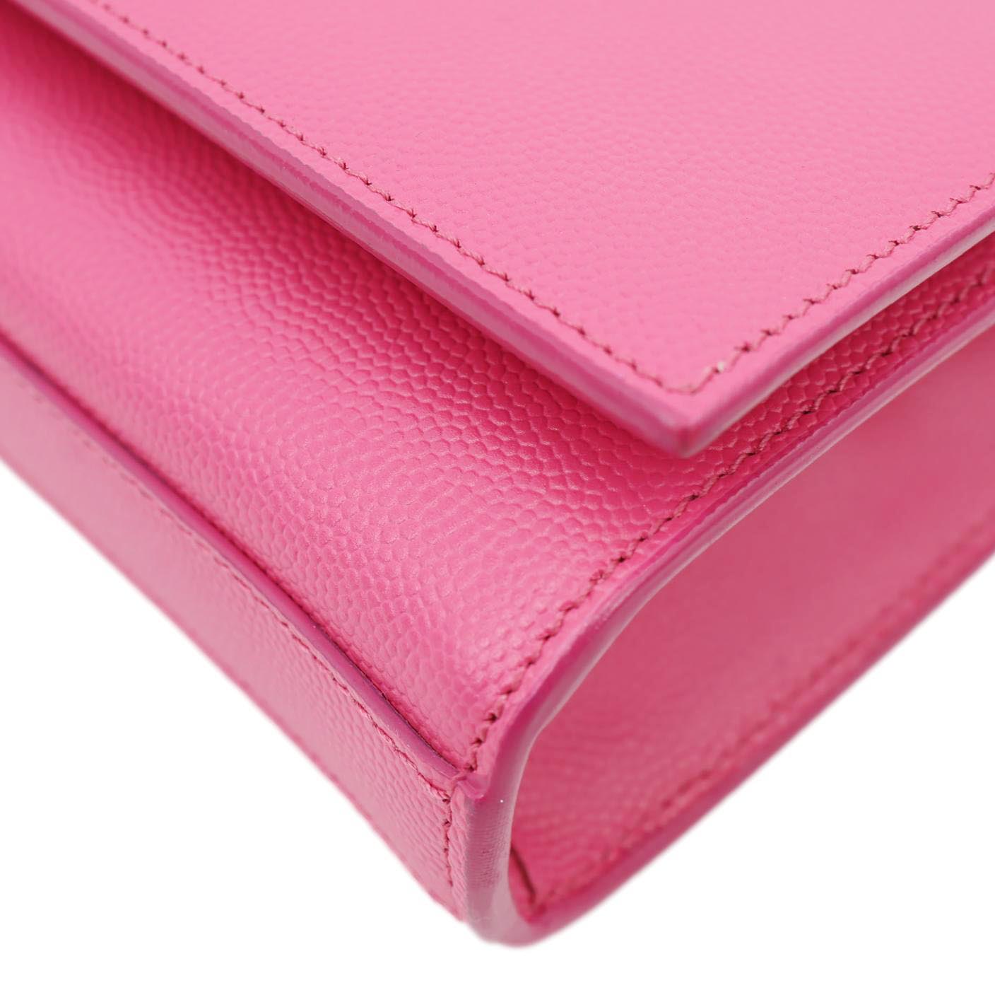 YVES SAINT LAURENT Kate Small Pebbled Leather Chain Crossbody Bag Pink
