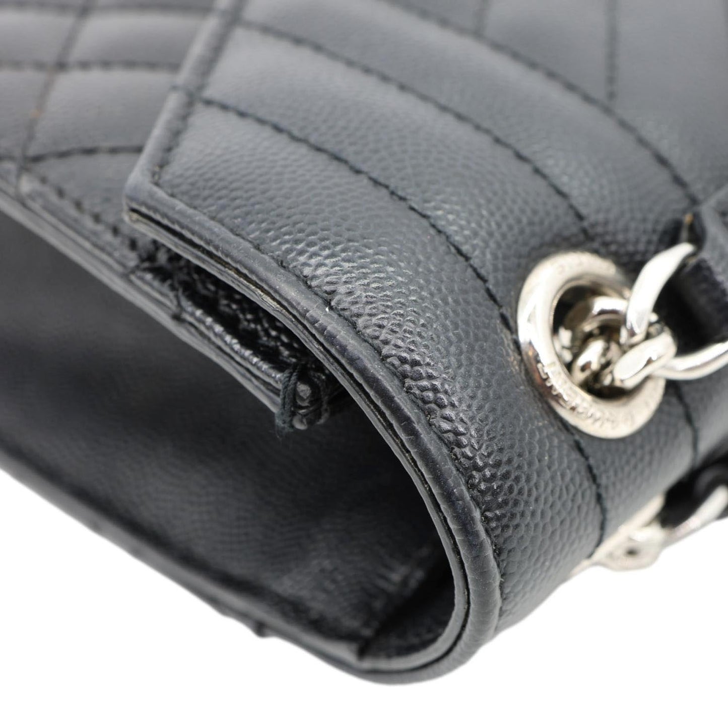 YVES SAINT LAURENT Envelope Medium Mix Matelasse Leather Shoulder Bag Black