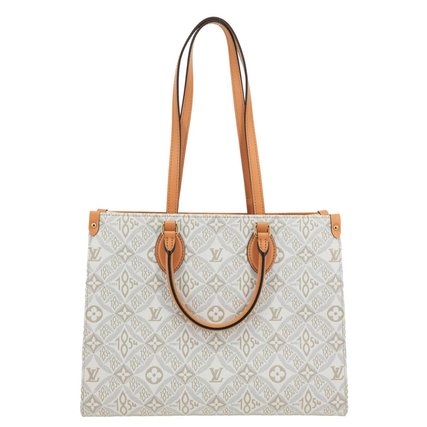 LOUIS VUITTON Since 1854 Onthego MM Jacquard Shoulder Bag Off White