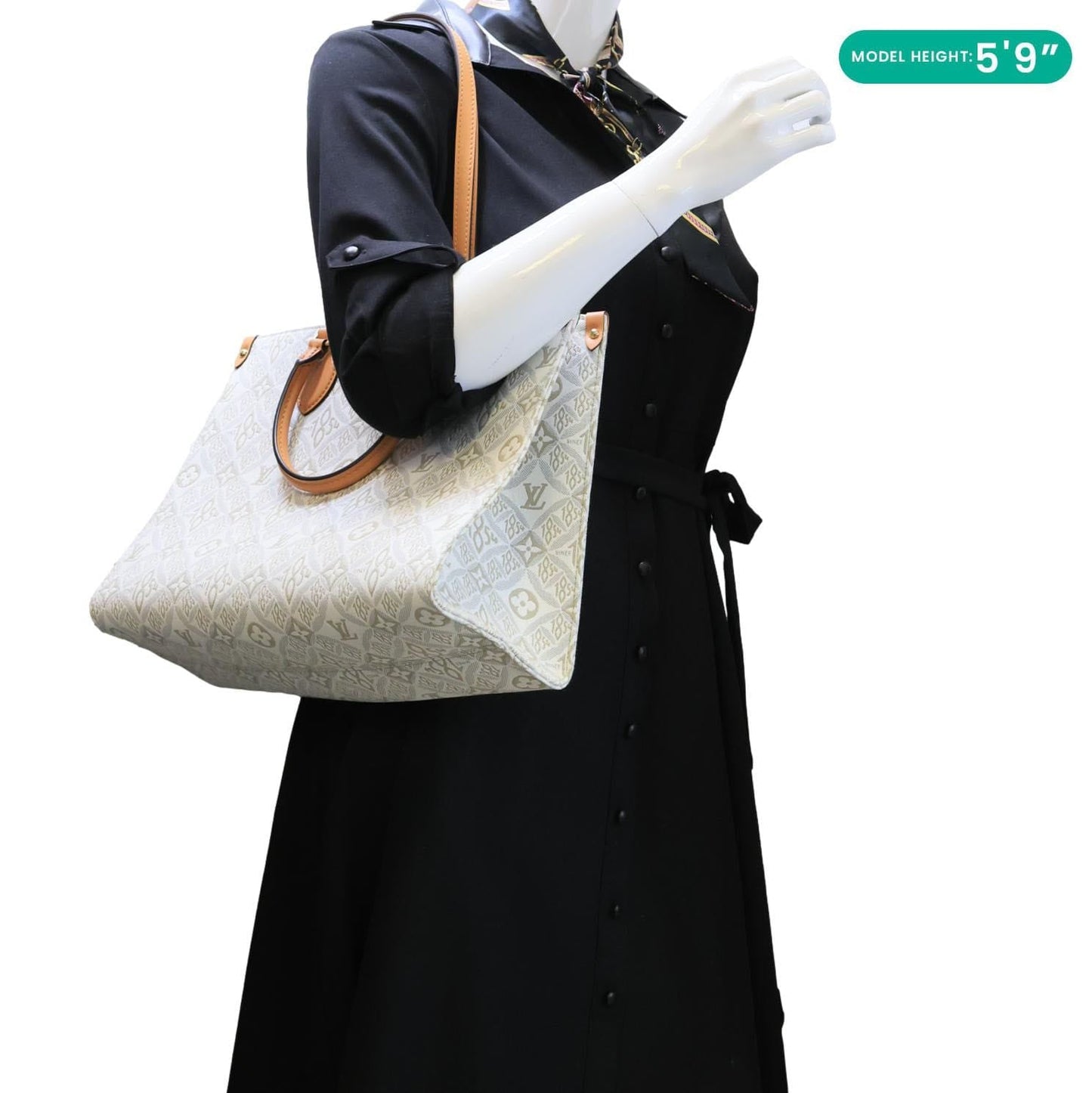 LOUIS VUITTON Since 1854 Onthego MM Jacquard Shoulder Bag Off White