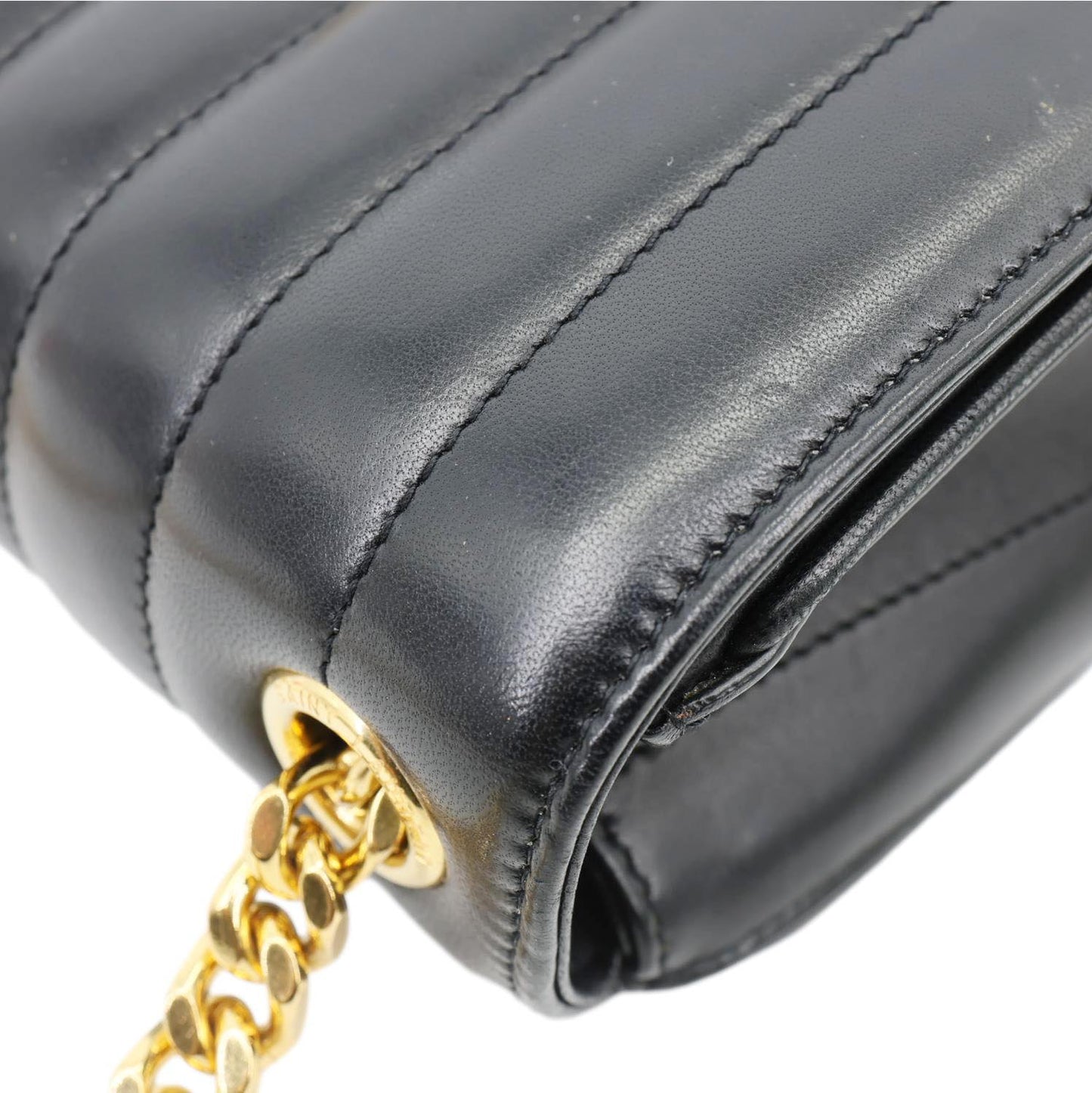 YVES SAINT LAURENT Vicky Medium Vertical Quilted Leather Chain Crossbody Bag Black