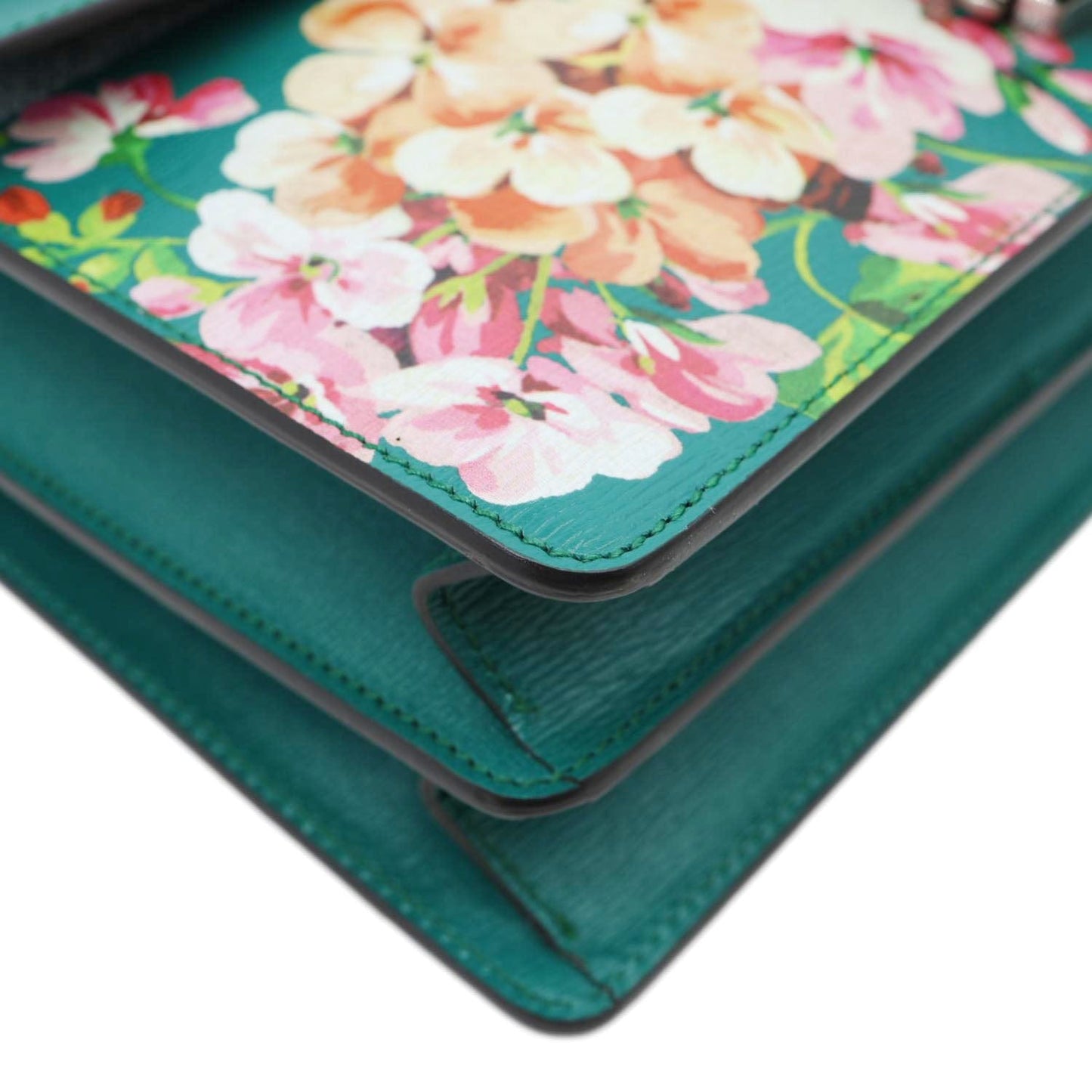 GUCCI Dionysus Medium Blooms Print Leather Shoulder Bag Green 400235