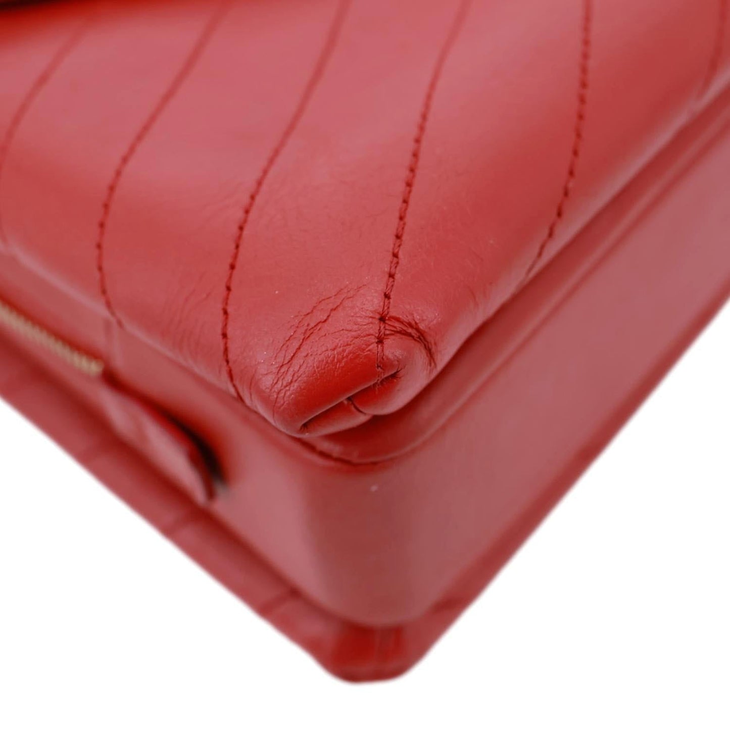 CHANEL Envelope Flap Lambskin Chevron Stitched Leather Crossbody Bag Red