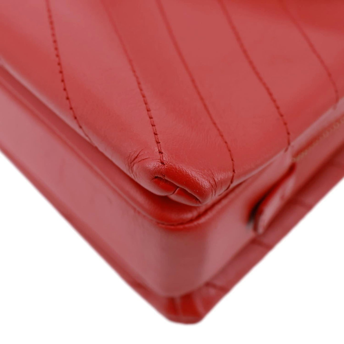 CHANEL Envelope Flap Lambskin Chevron Stitched Leather Crossbody Bag Red