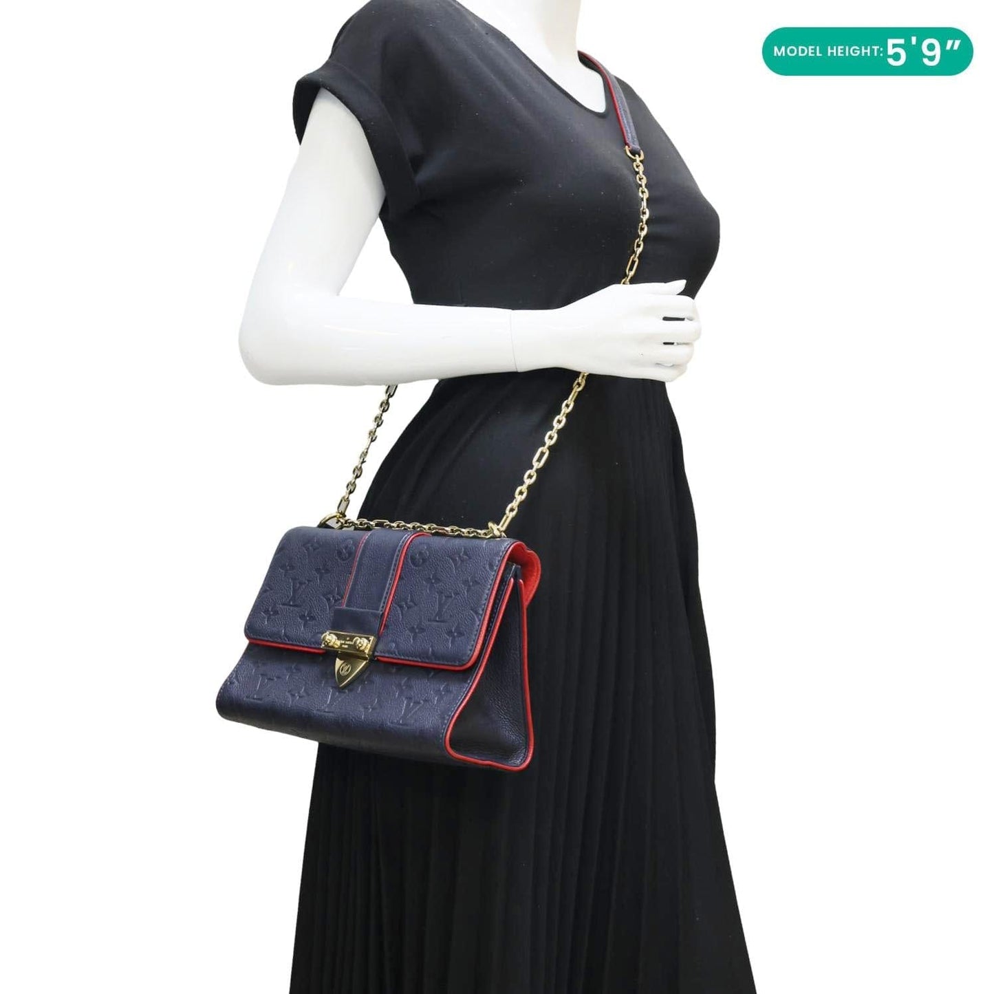LOUIS VUITTON Saint Sulpice PM Empreinte Leather Crossbody Bag Navy Blue