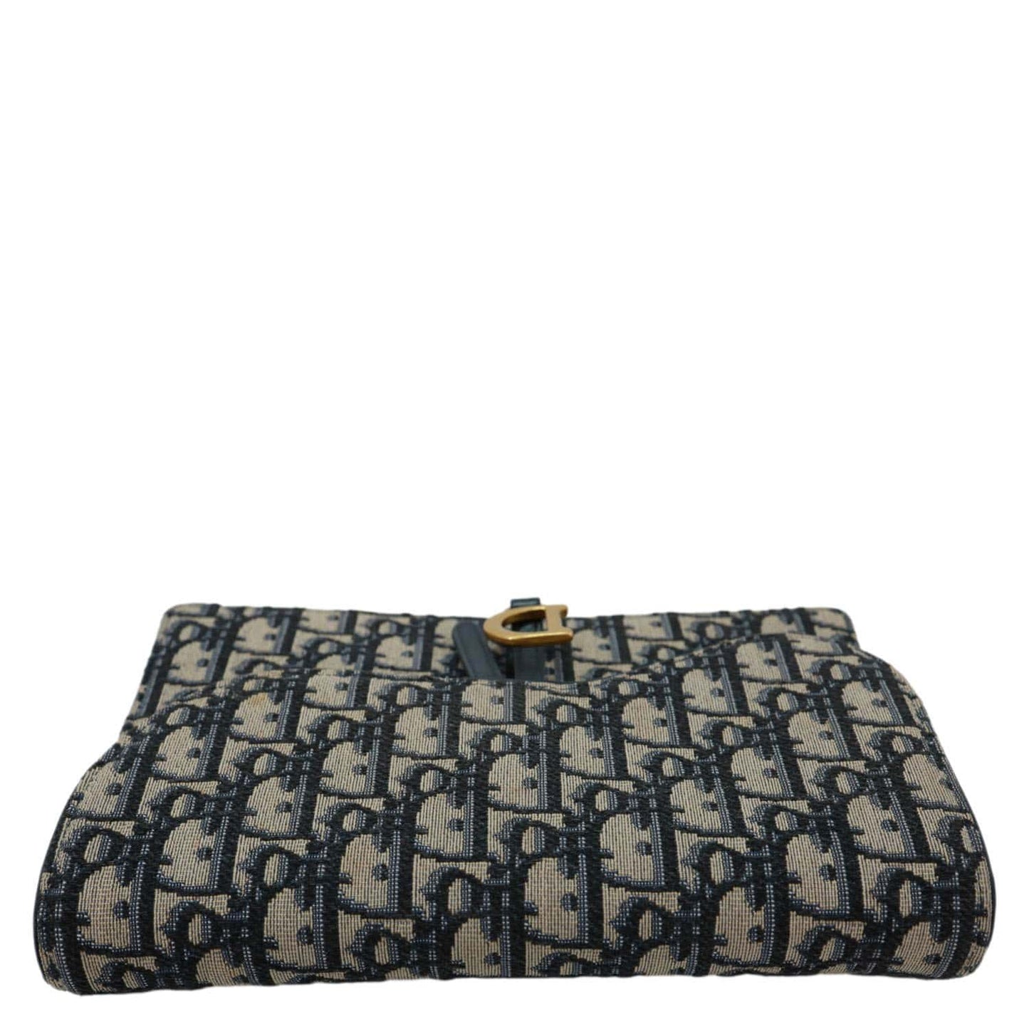 CHRISTIAN DIOR Saddle Oblique Jacquard Pouch Wallet On Chain Navy Blue