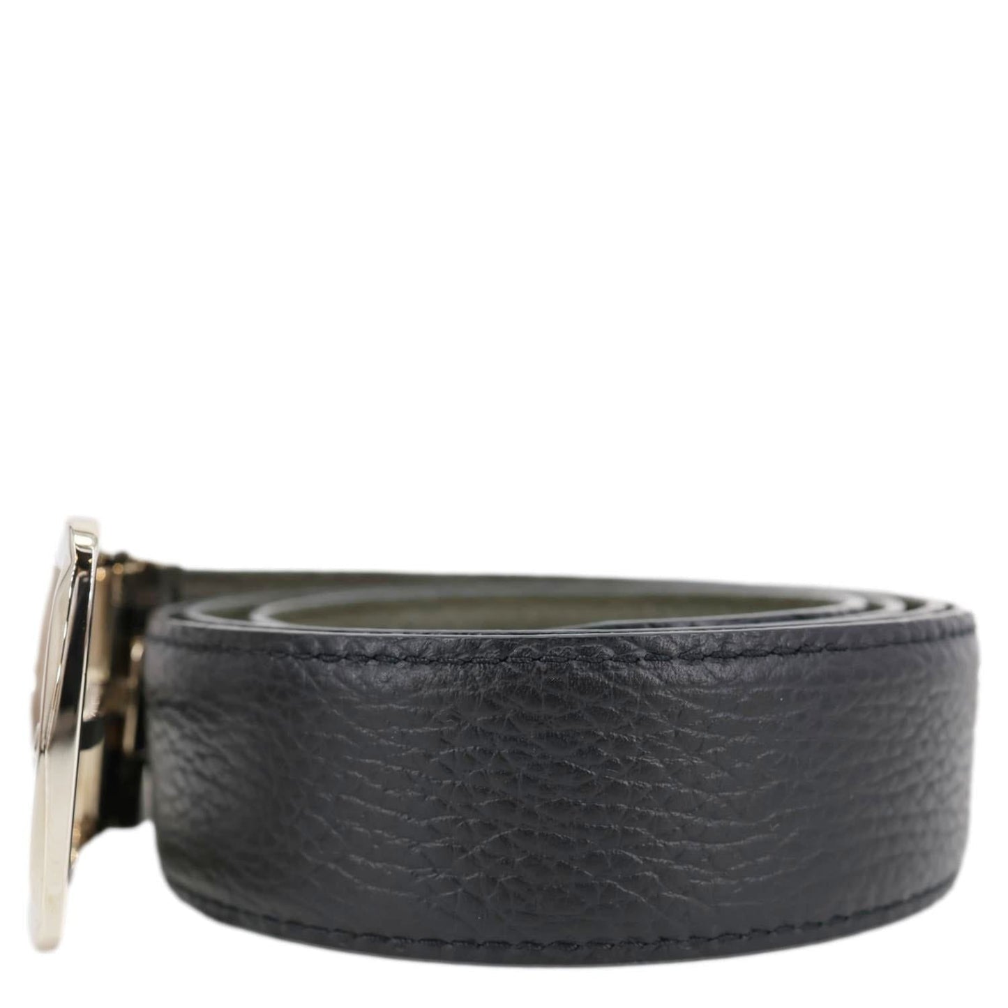 SALVATORE FERRAGAMO Textured Leather Belt Black