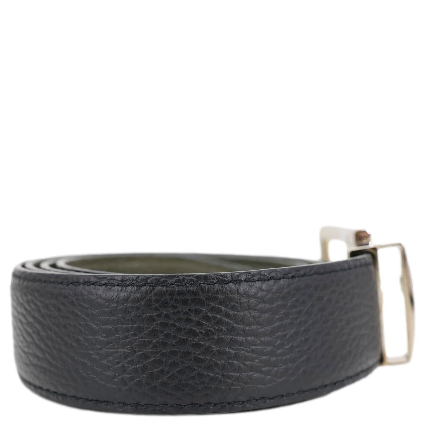 SALVATORE FERRAGAMO Textured Leather Belt Black