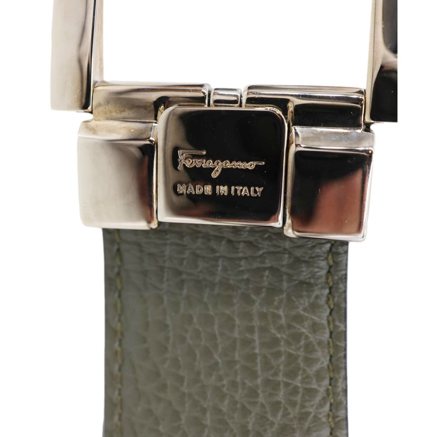 SALVATORE FERRAGAMO Textured Leather Belt Black