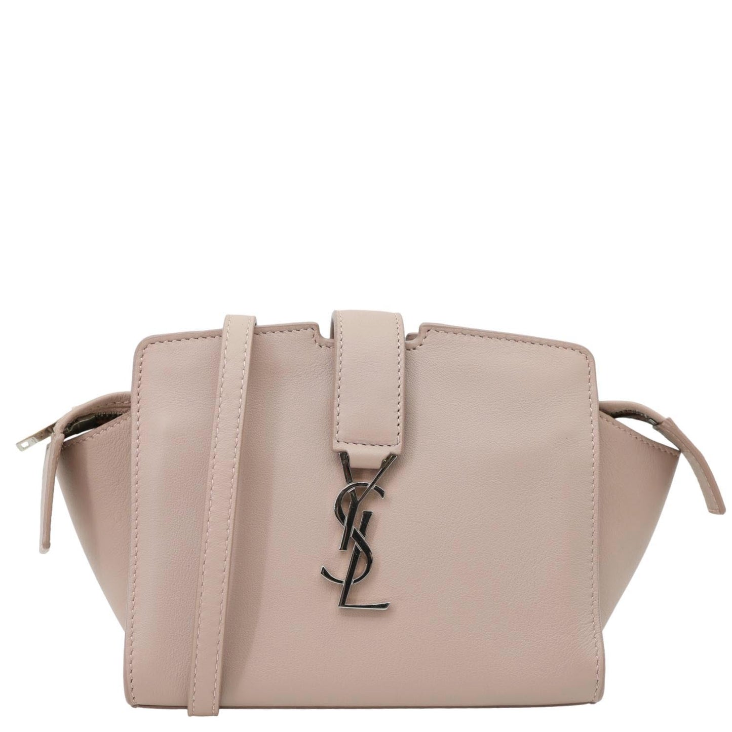 YVES SAINT LAURENT Monogram Cabas Toy Calfskin Leather Crossbody Bag Pink