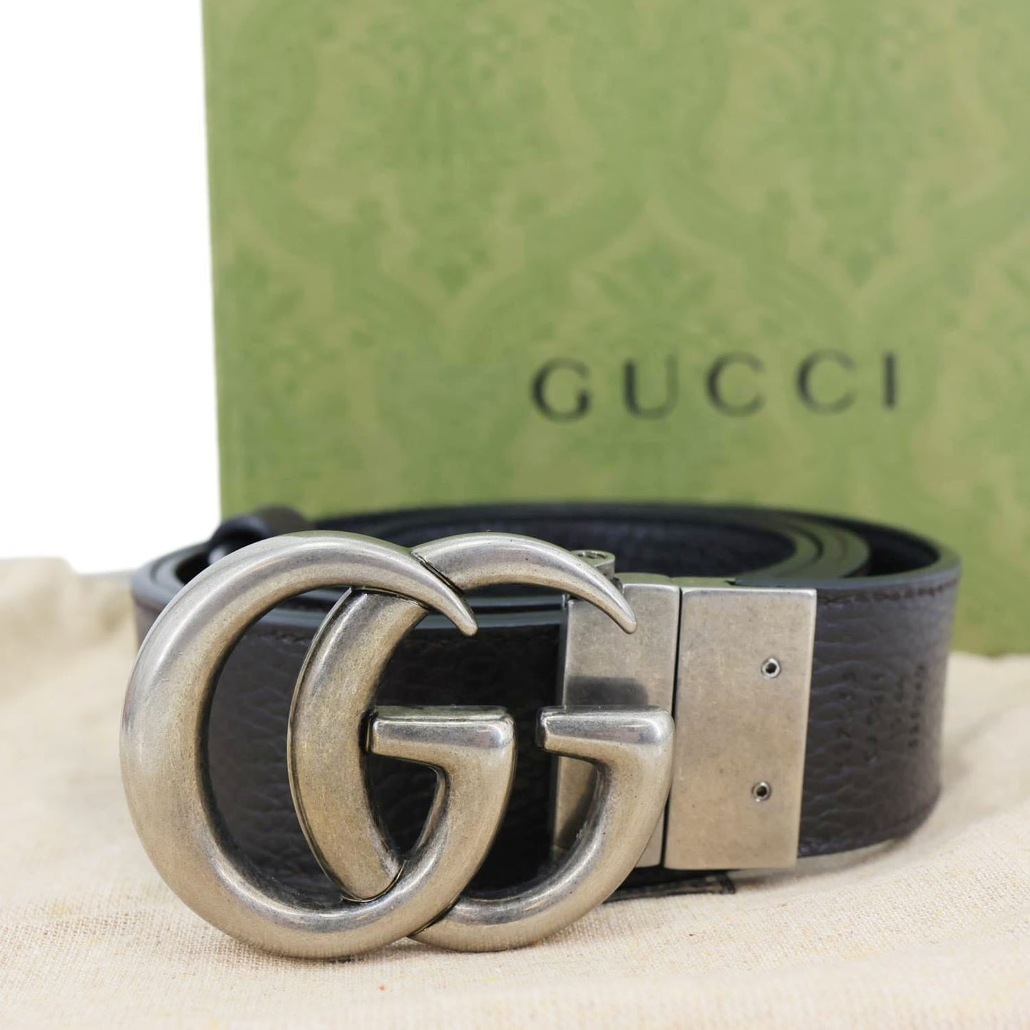 GUCCI GG Buckle Leather Belt Black 627055 110/44