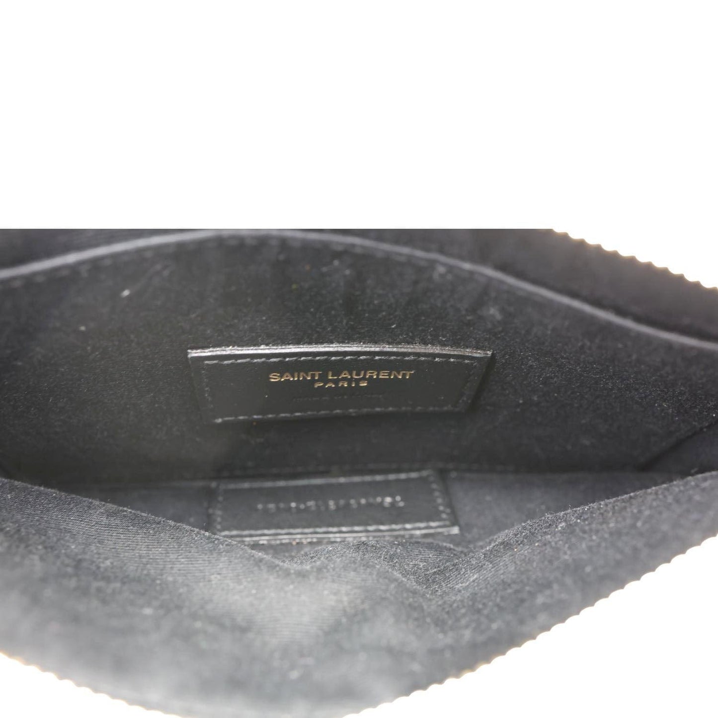YVES SAINT LAURENT Monogram Bill Grain De Poudre Chevron Leather Zip Pouch Beige