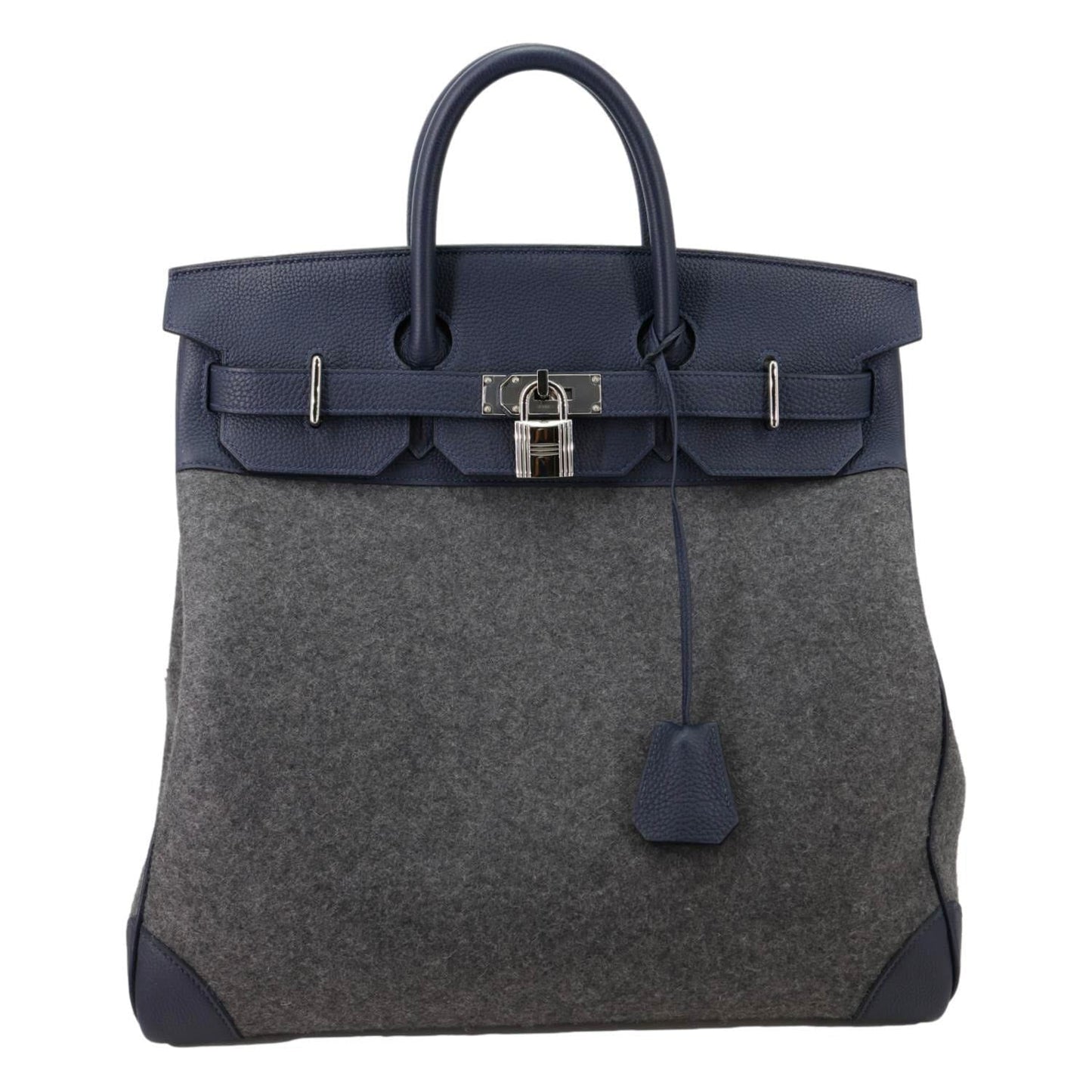 HERMES Birkin HAC 40 Todoo Wool Togo Leather Satchel Bag Blue
