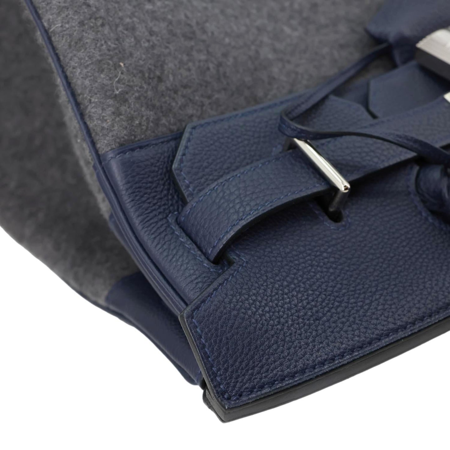 HERMES Birkin HAC 40 Todoo Wool Togo Leather Satchel Bag Blue