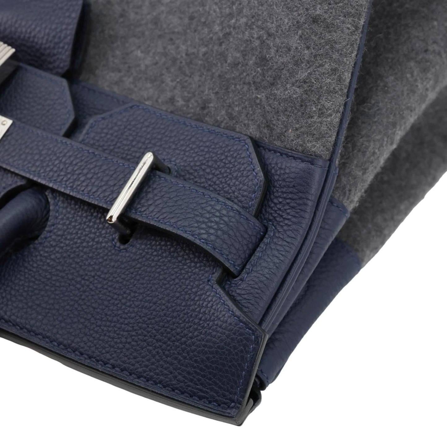 HERMES Birkin HAC 40 Todoo Wool Togo Leather Satchel Bag Blue
