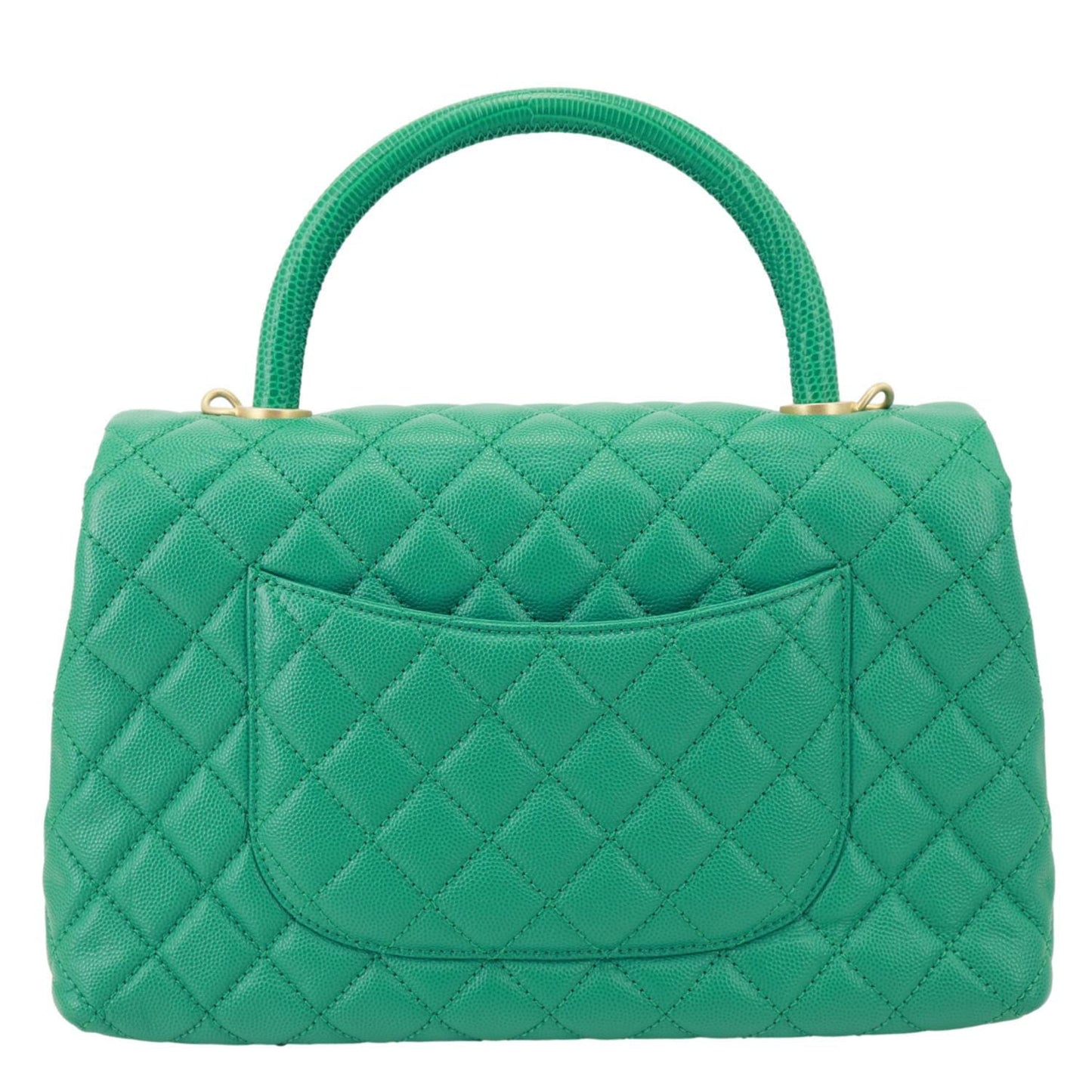 CHANEL Coco Handle Flap Small Quilted Caviar Leather Crossbody Bag Green