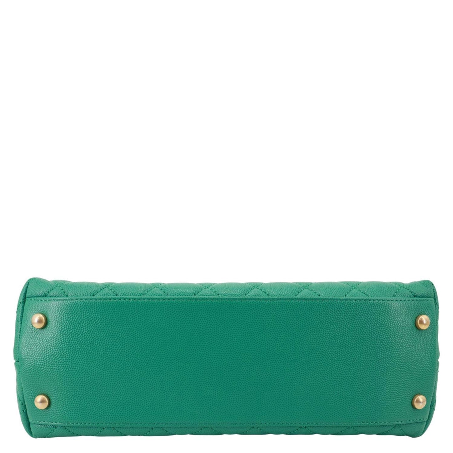 CHANEL Coco Handle Flap Small Quilted Caviar Leather Crossbody Bag Green