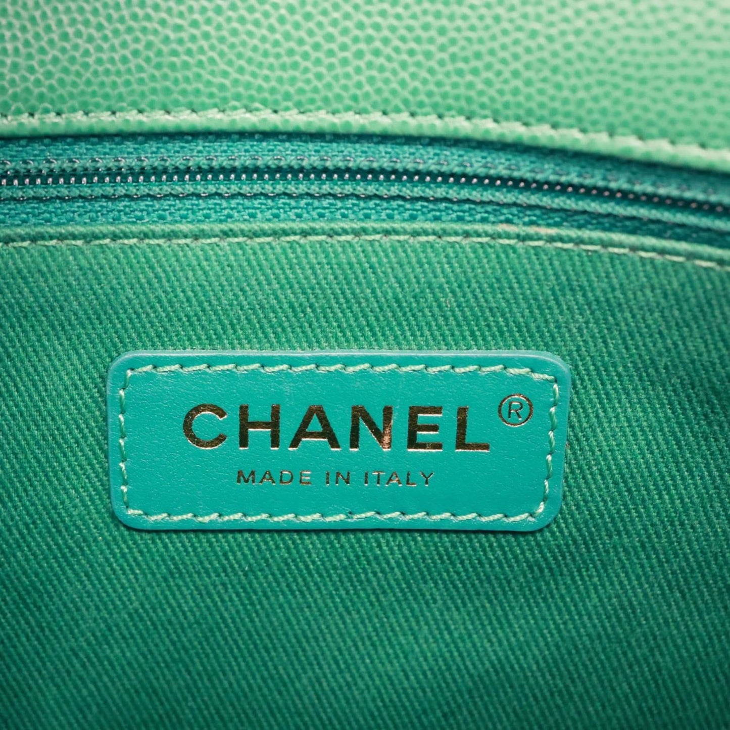 CHANEL Coco Handle Flap Small Quilted Caviar Leather Crossbody Bag Green