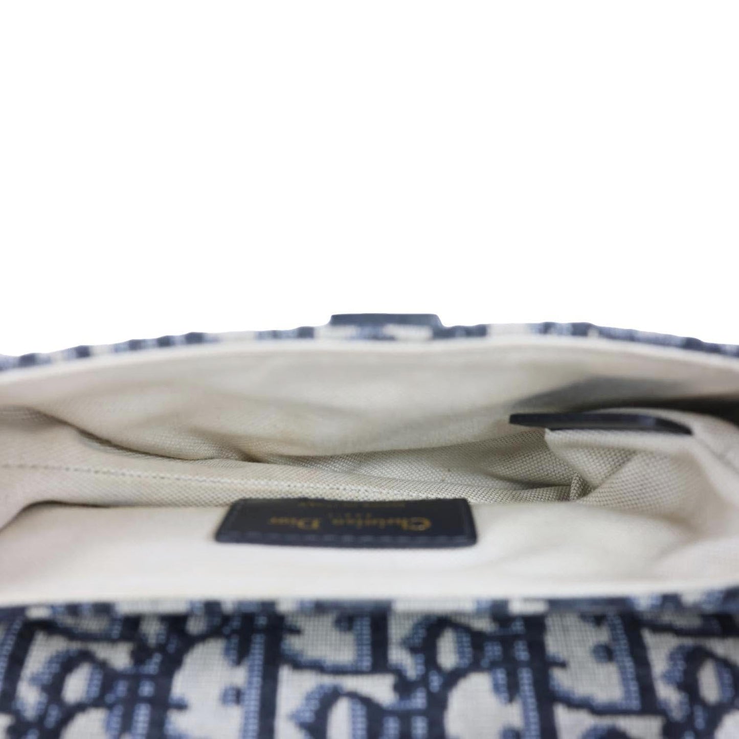 CHRISTIAN DIOR Saddle Oblique Jacquard Satchel Bag Navy Blue