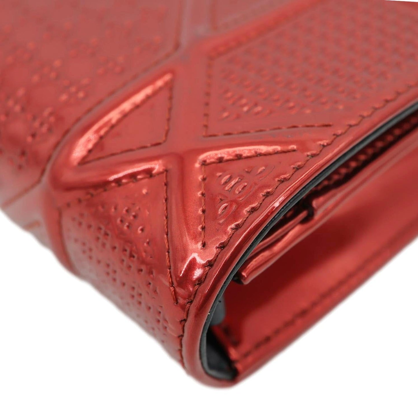 CHRISTIAN DIOR Diorama Flap Micro-Cannage Patent Leather Crossbody Bag Red