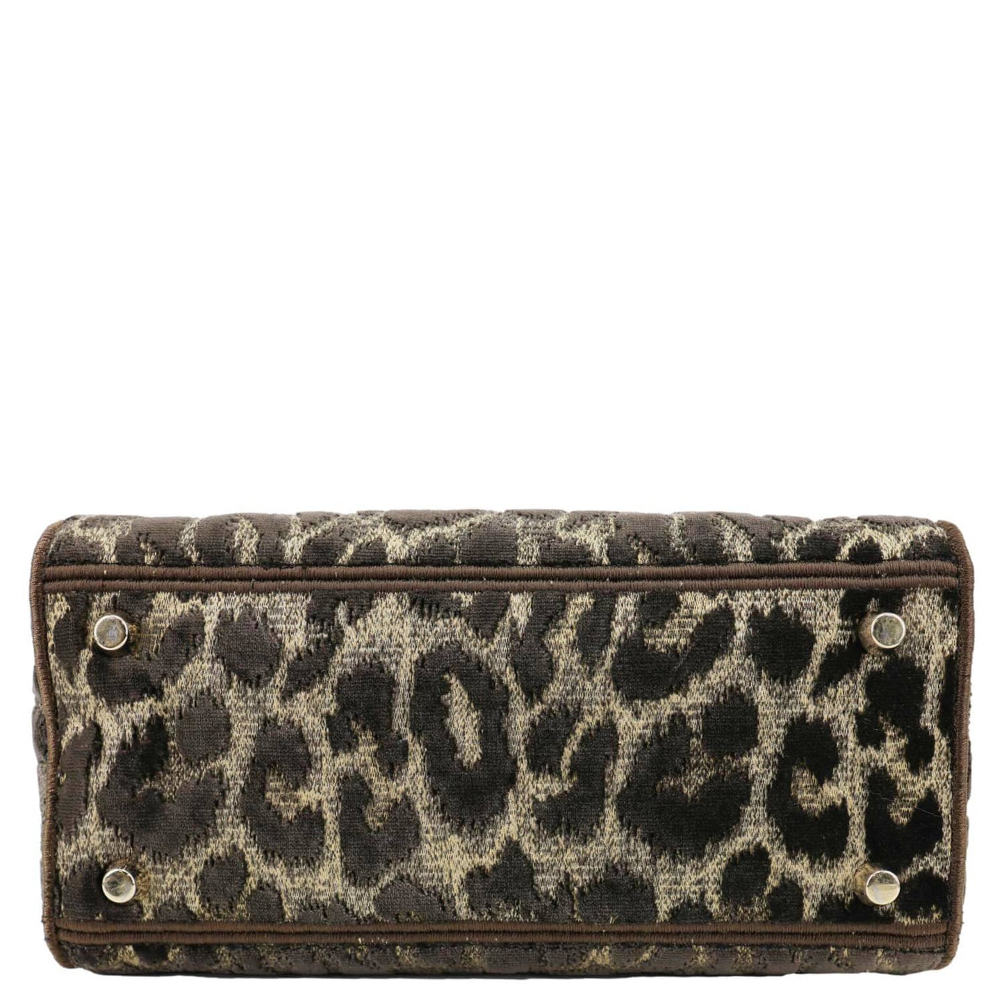 CHRISTIAN DIOR Lady D-Lite Embroidered Leopard Velvet Shoulder Bag Brown