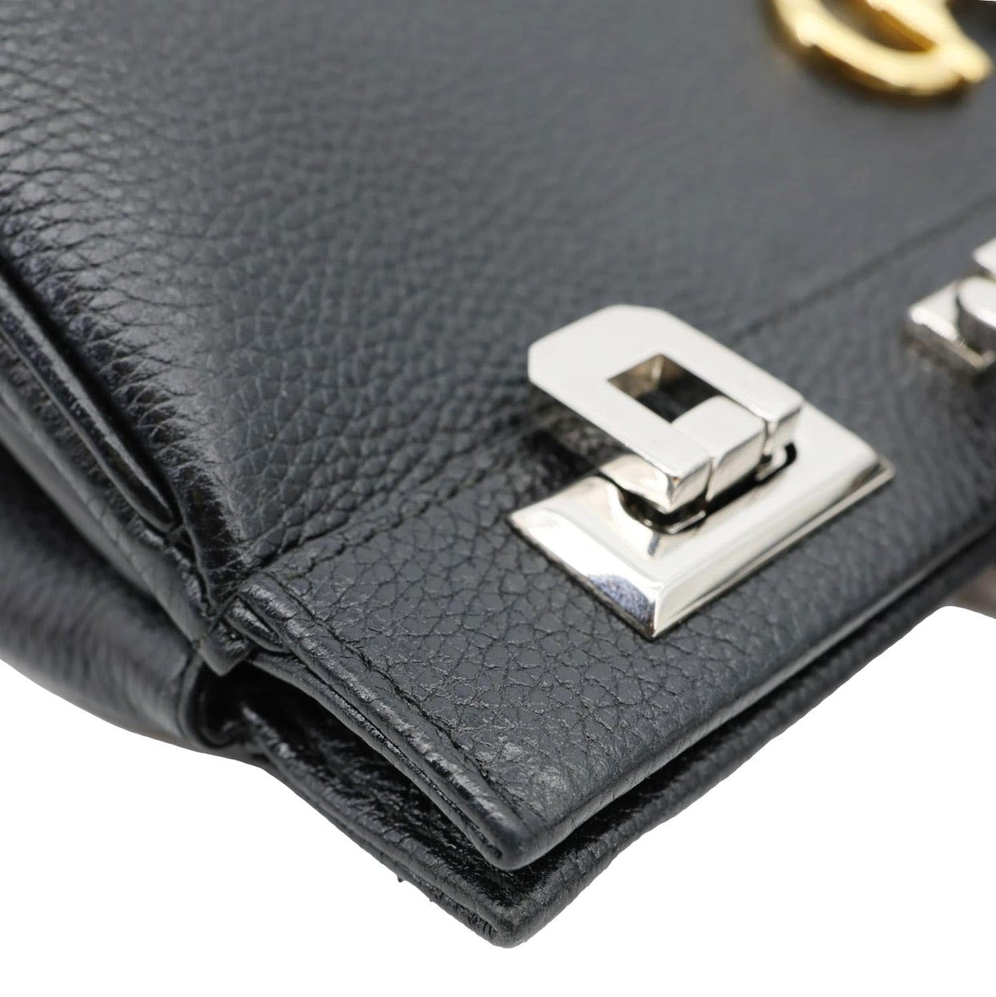 GUCCI Zumi Medium Leather Top Handle Shoulder Bag Black 564714