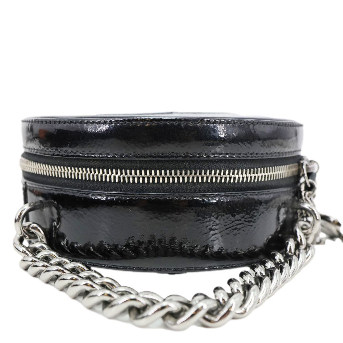 CHANEL Round as Earth Patent Leather Crossbody Bag Black