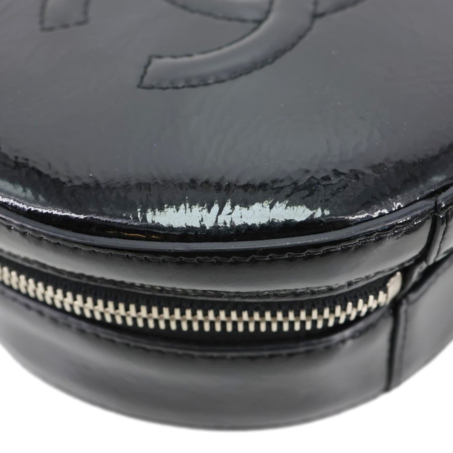 CHANEL Round as Earth Patent Leather Crossbody Bag Black