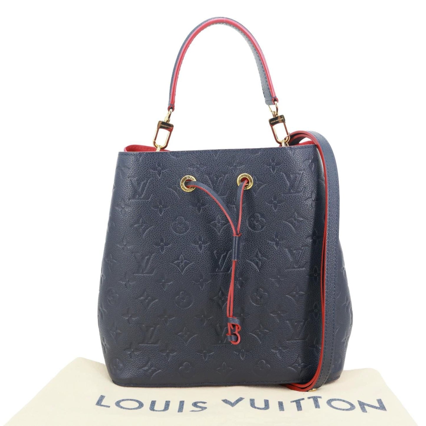 LOUIS VUITTON NeoNoe MM Monogram Empreinte Leather Shoulder Bag Navy Blue
