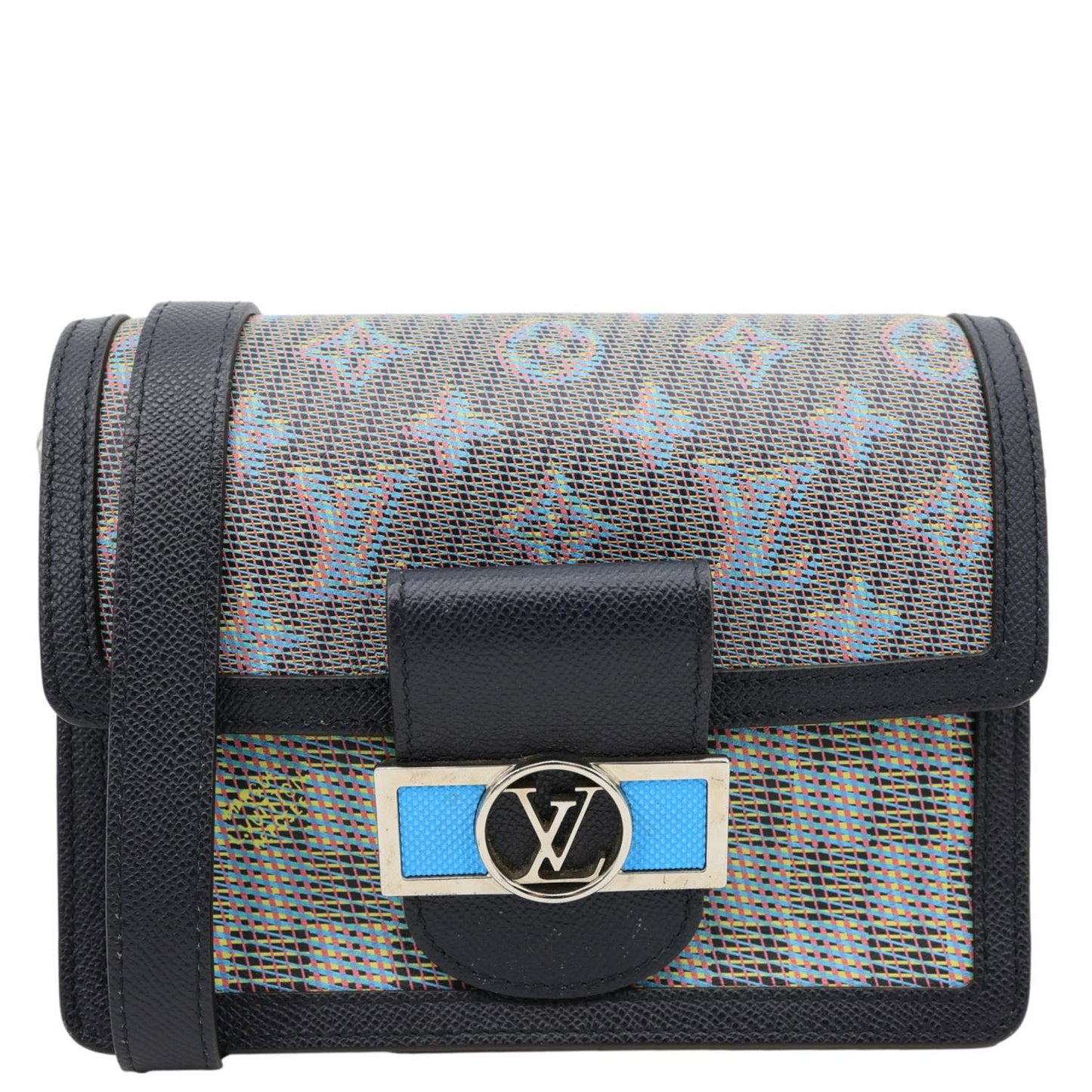 LOUIS VUITTON Dauphine Mini Damier Monogram LV Pop Crossbody Bag Navy Blue