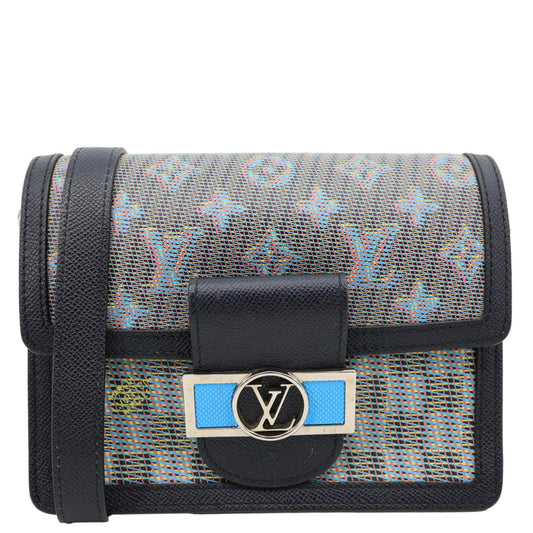 LOUIS VUITTON Dauphine Mini Damier Monogram LV Pop Crossbody Bag Navy Blue