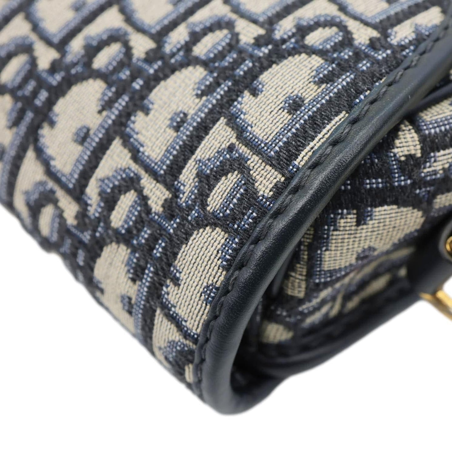 CHRISTIAN DIOR Bobby Medium Oblique Jacquard Canvas Crossbody Bag Navy Blue
