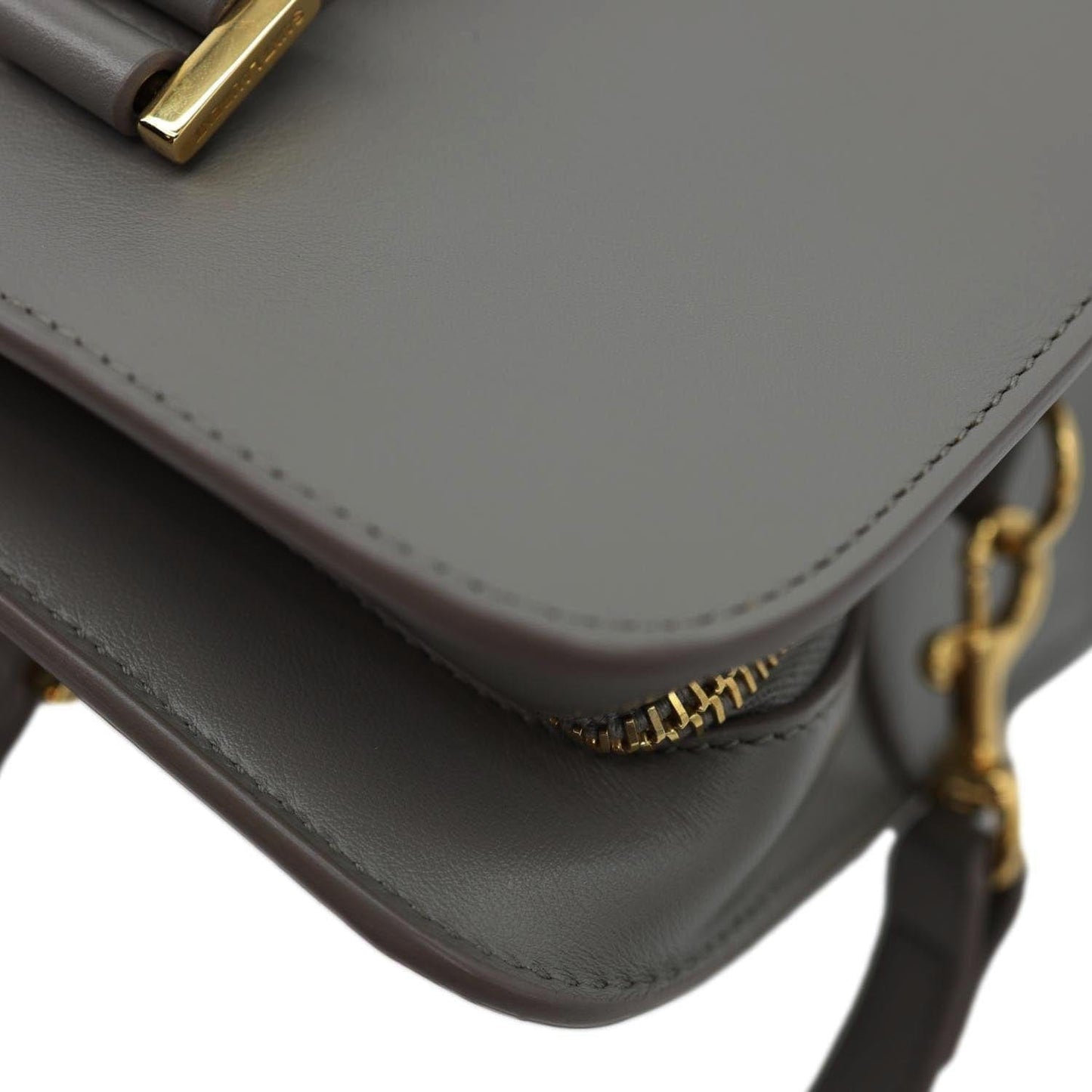 YVES SAINT LAURENT Cabas Baby Leather Tote Shoulder Bag Gray