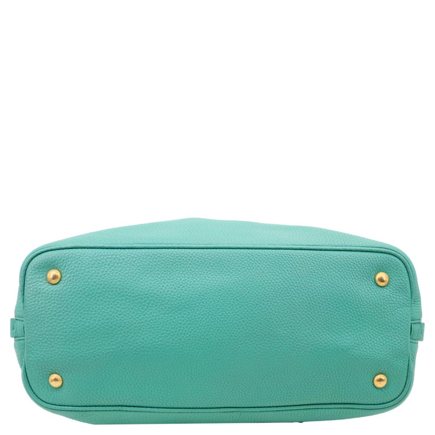 PRADA Vitello Daino Side Zip Leather Shopping Tote Bag Turquoise