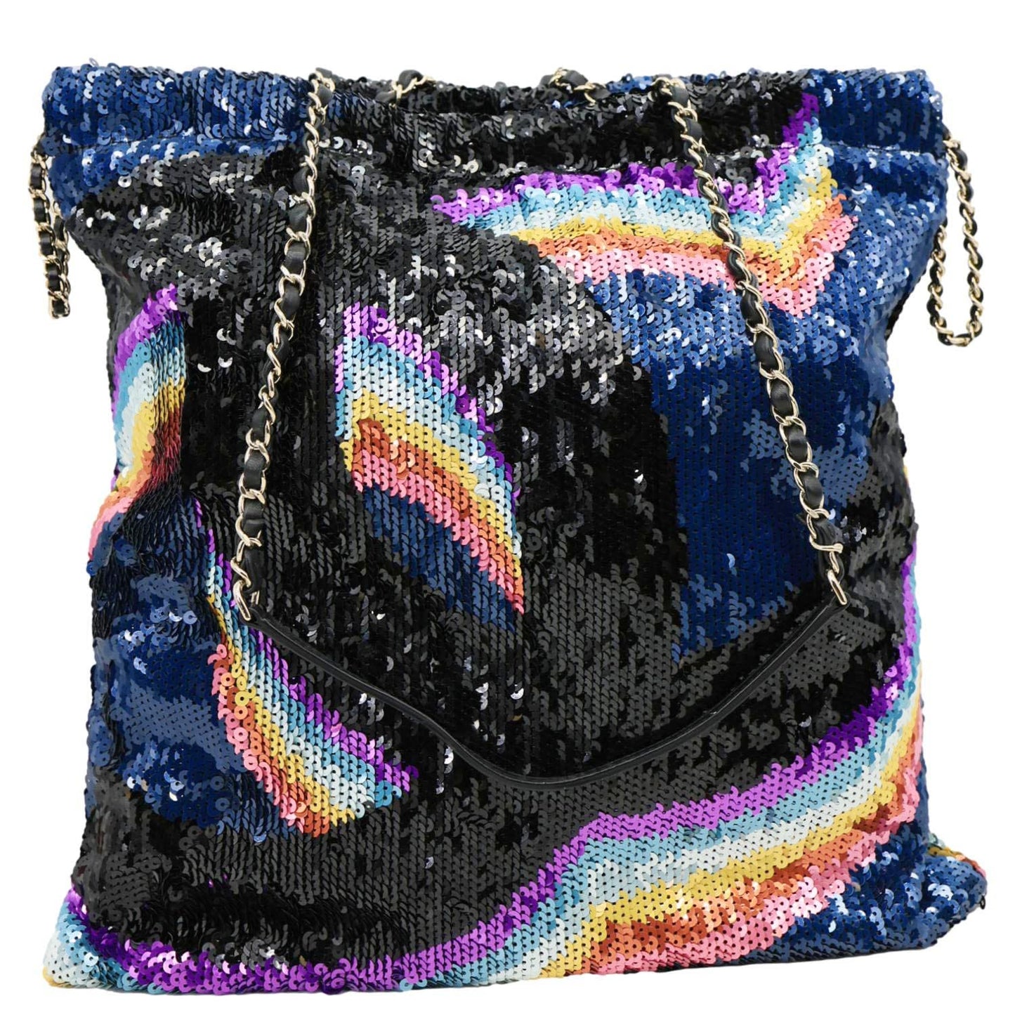 CHANEL 2021 Sequin Drawstring Tote Bag Multicolor