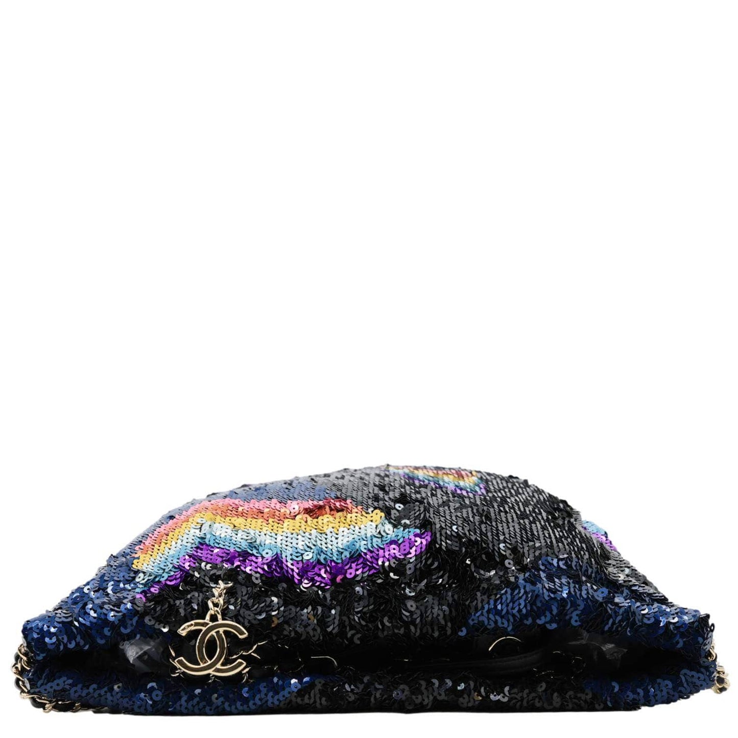CHANEL 2021 Sequin Drawstring Tote Bag Multicolor