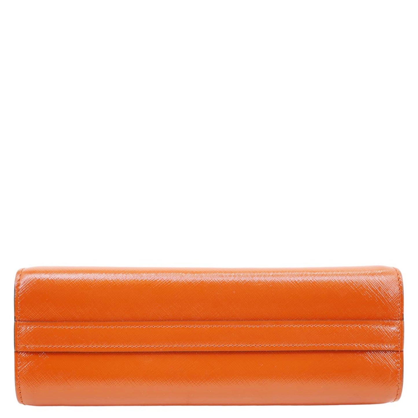 PRADA Esplanade Saffiano Vernice Leather Crossbody Bag Orange