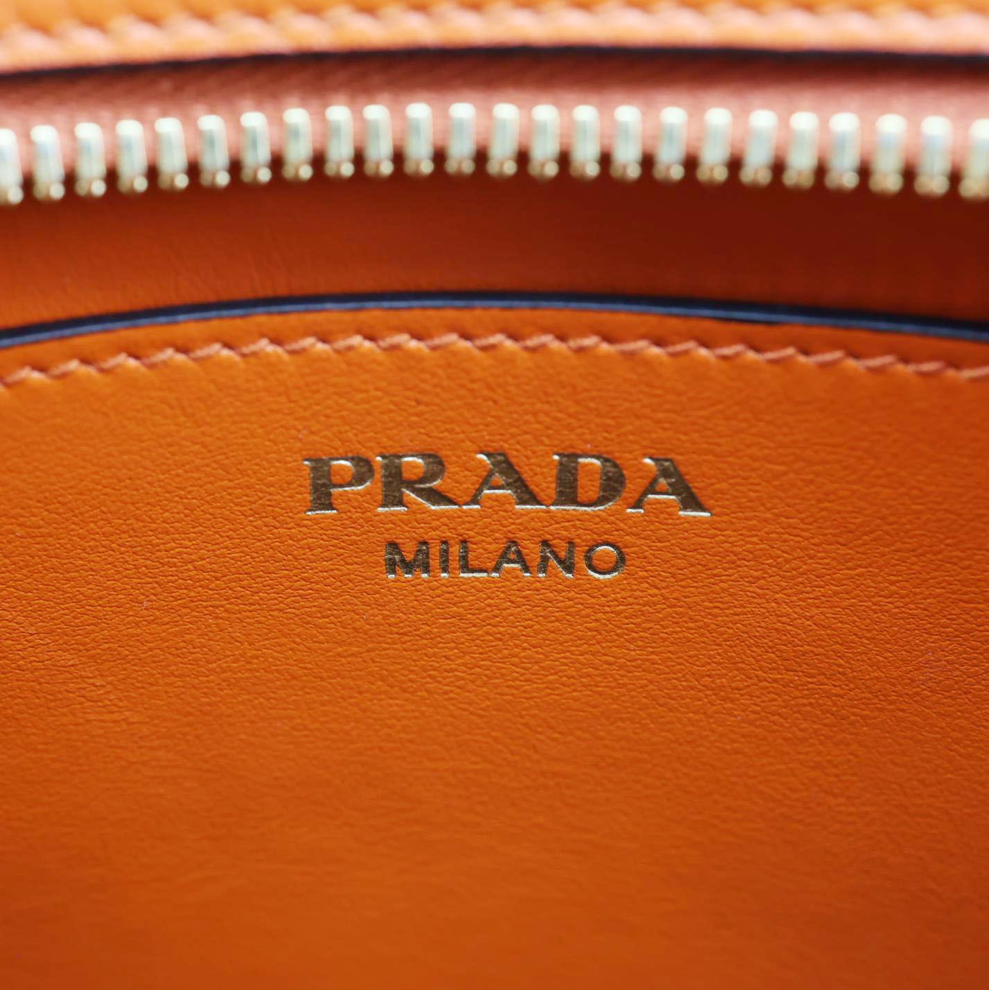PRADA Esplanade Saffiano Vernice Leather Crossbody Bag Orange
