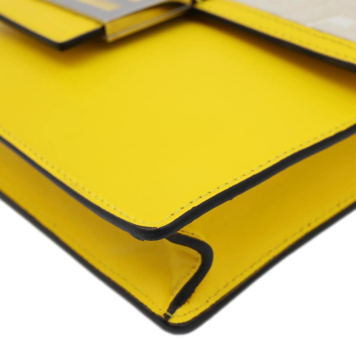 FENDI Flat Baguette Medium Leather Shoulder Bag Yellow