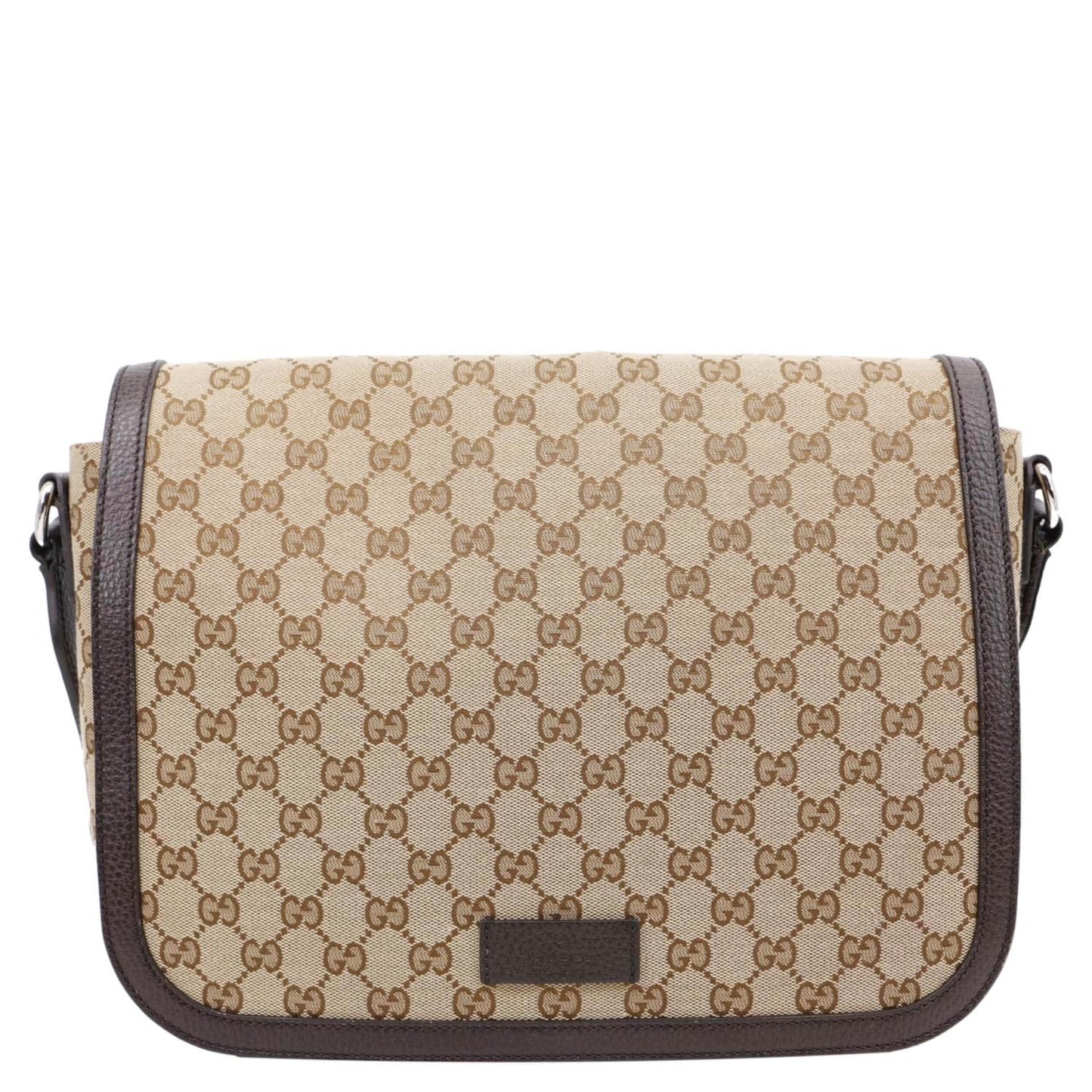 GUCCI GG  Flap Large Monogram Canvas Messenger Bag Beige 449171