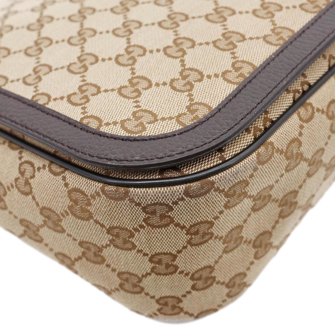 GUCCI GG  Flap Large Monogram Canvas Messenger Bag Beige 449171