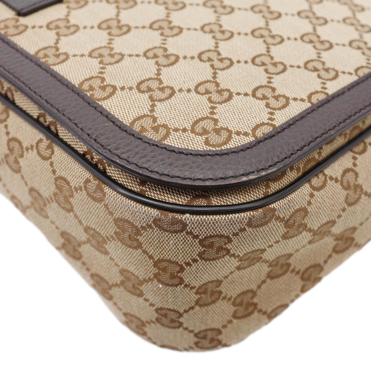 GUCCI GG  Flap Large Monogram Canvas Messenger Bag Beige 449171