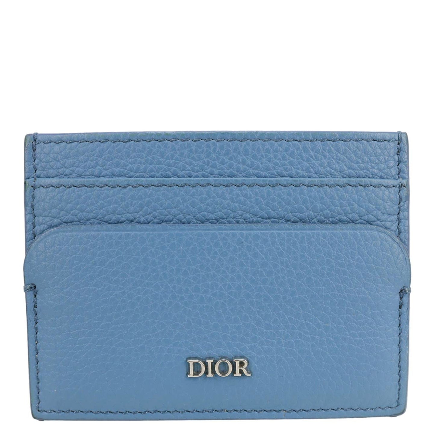CHRISTIAN DIOR Leather Card Holder Blue