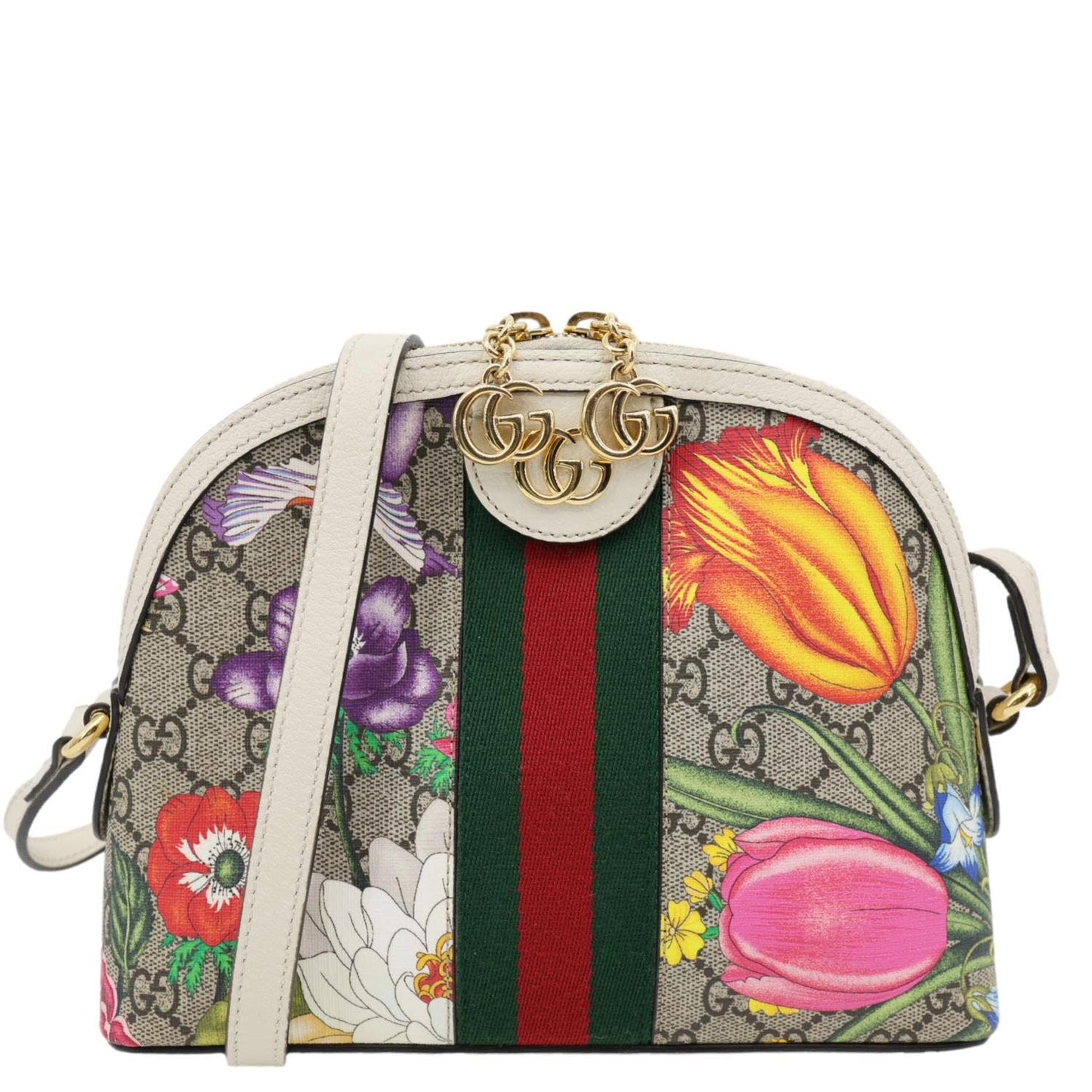 GUCCI Ophidia Flora Small Supreme Canvas Shoulder Bag Beige 499621