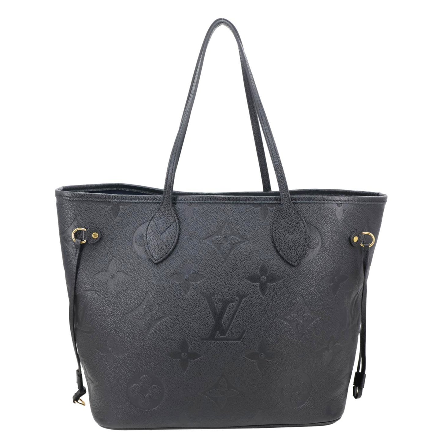 LOUIS VUITTON Neverfull MM Empreinte Leather Tote Shoulder Bag Black