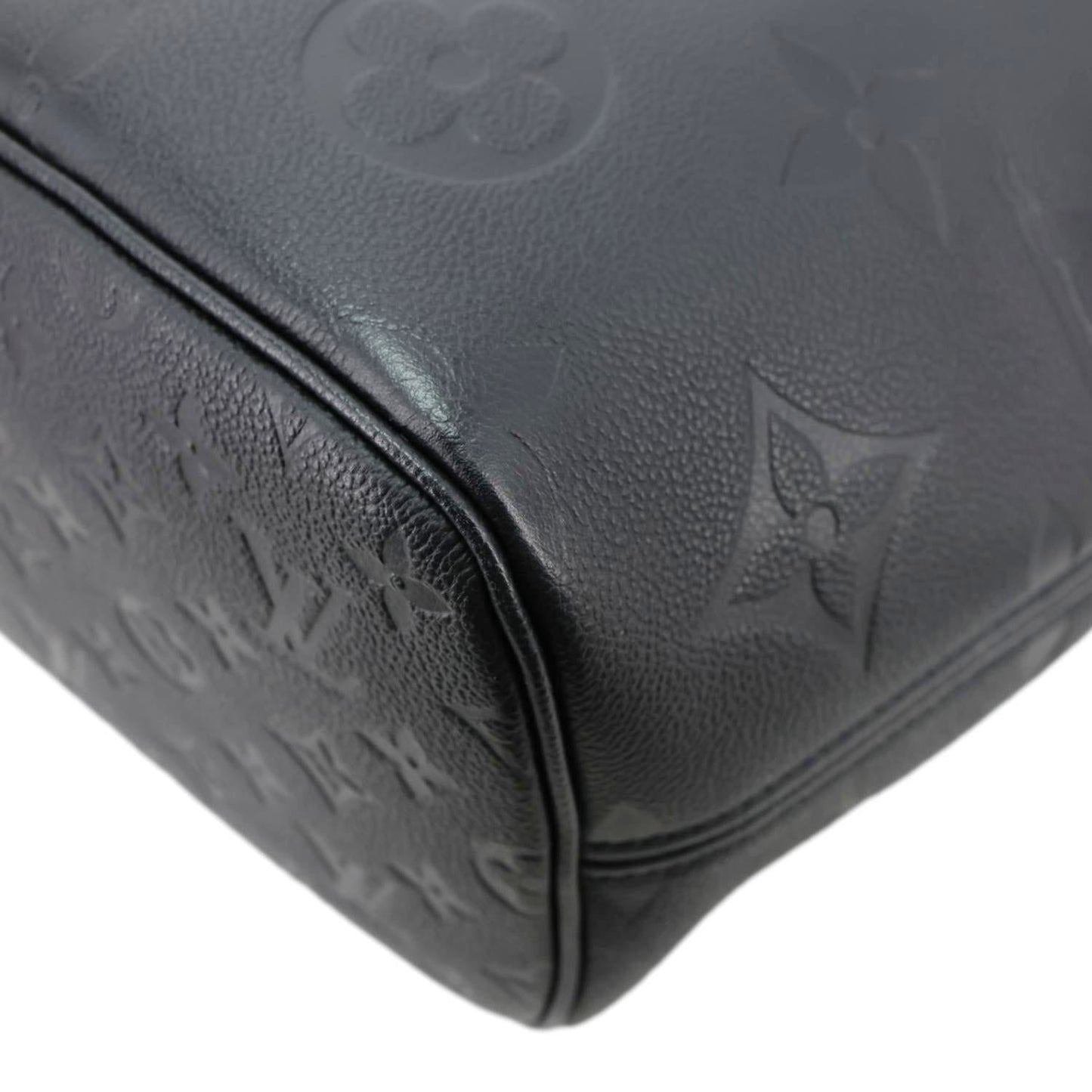 LOUIS VUITTON Neverfull MM Empreinte Leather Tote Shoulder Bag Black