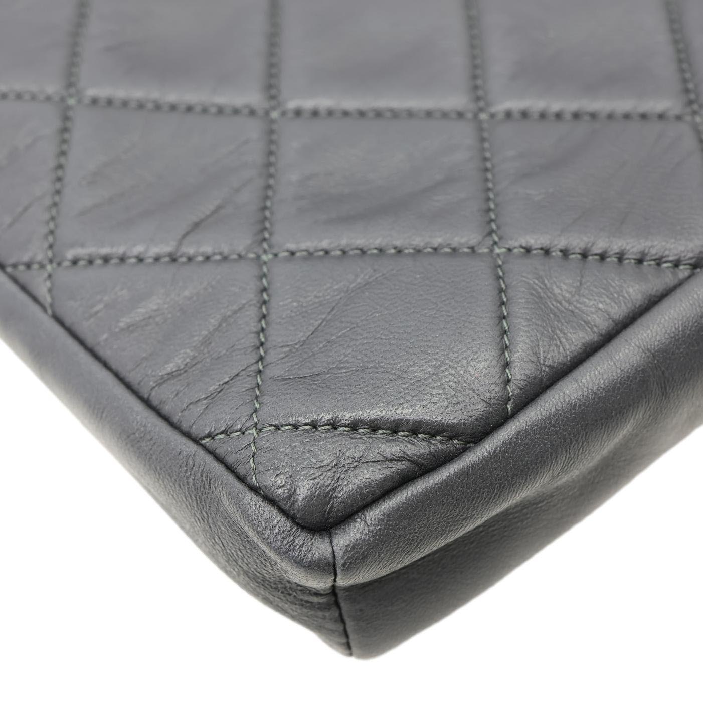 CHANEL Girl Quilted Lambskin Leather Crossbody Bag Grey