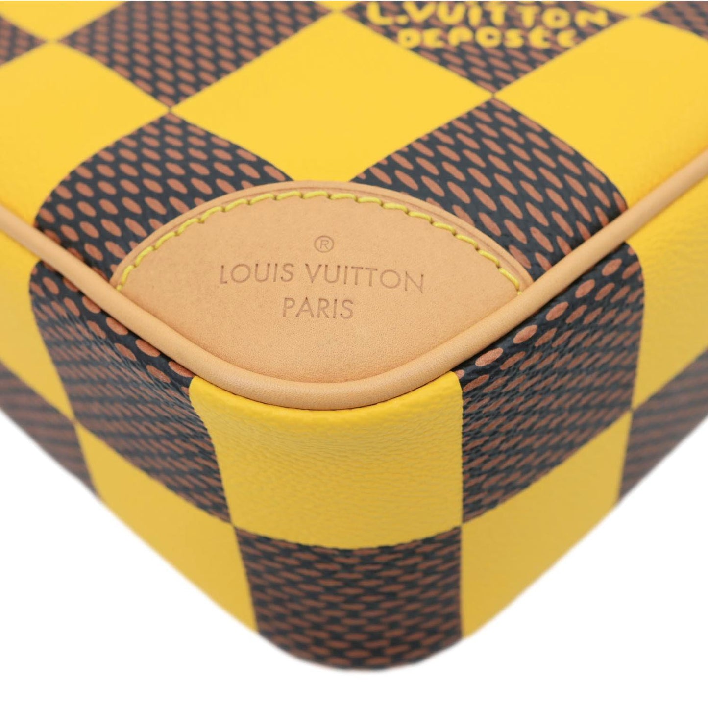 LOUIS VUITTON Volcano Damier Pop Chess Canvas Messenger Bag Yellow